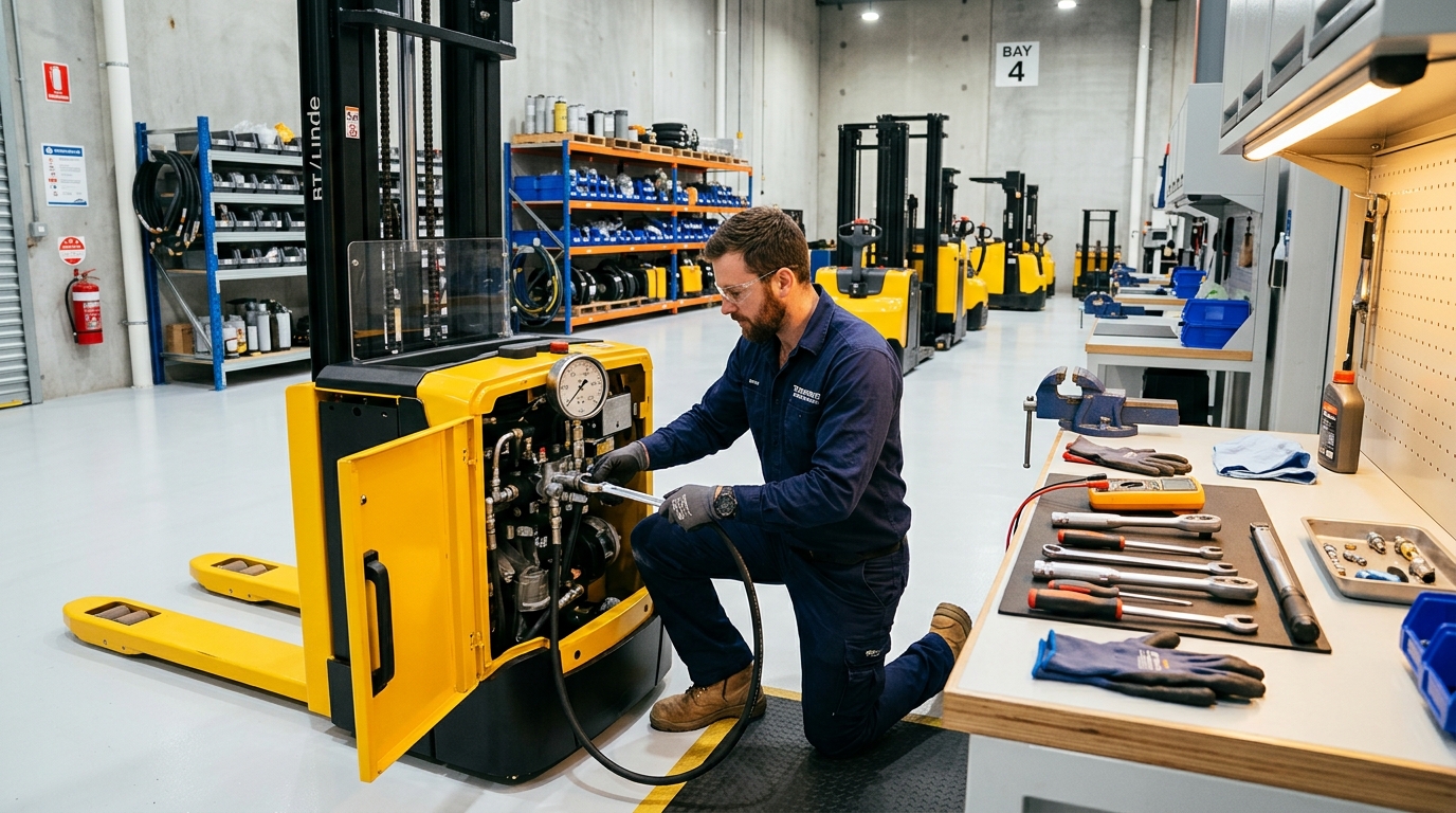 Técnico realizando manutenção hidráulica especializada